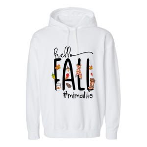 Hello Fall Mima Life Cute Halloween Autumn Grandma Gift Garment-Dyed Fleece Hoodie