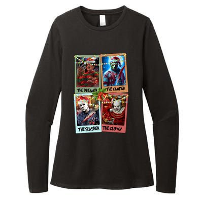 Horror Friends Merry Creepmas Krueger Dreamer Voorhees Camper Myers Womens CVC Long Sleeve Shirt