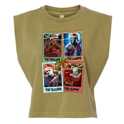 Horror Friends Merry Creepmas Krueger Dreamer Voorhees Camper Myers Garment-Dyed Women's Muscle Tee