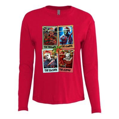 Horror Friends Merry Creepmas Krueger Dreamer Voorhees Camper Myers Womens Cotton Relaxed Long Sleeve T-Shirt