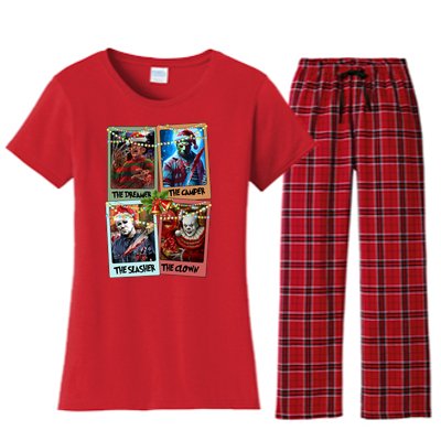 Horror Friends Merry Creepmas Krueger Dreamer Voorhees Camper Myers Women's Flannel Pajama Set