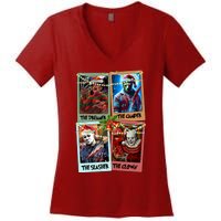 Horror Friends Merry Creepmas Krueger Dreamer Voorhees Camper Myers Women's V-Neck T-Shirt