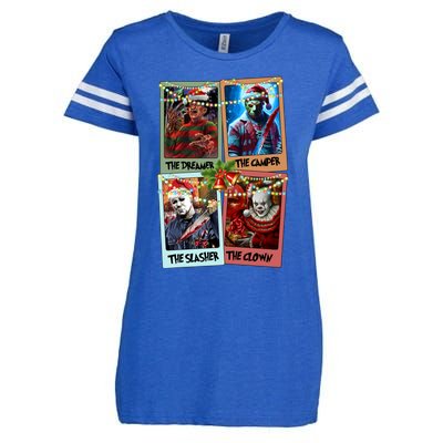 Horror Friends Merry Creepmas Krueger Dreamer Voorhees Camper Myers Enza Ladies Jersey Football T-Shirt