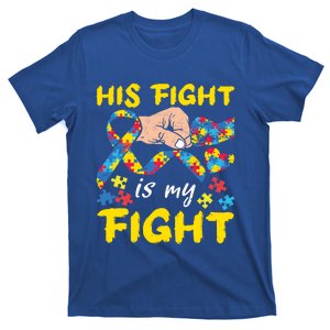 His Fight My Fight Puzzle Ribbon Advocate Autism Awareness Funny Gift T-Shirt