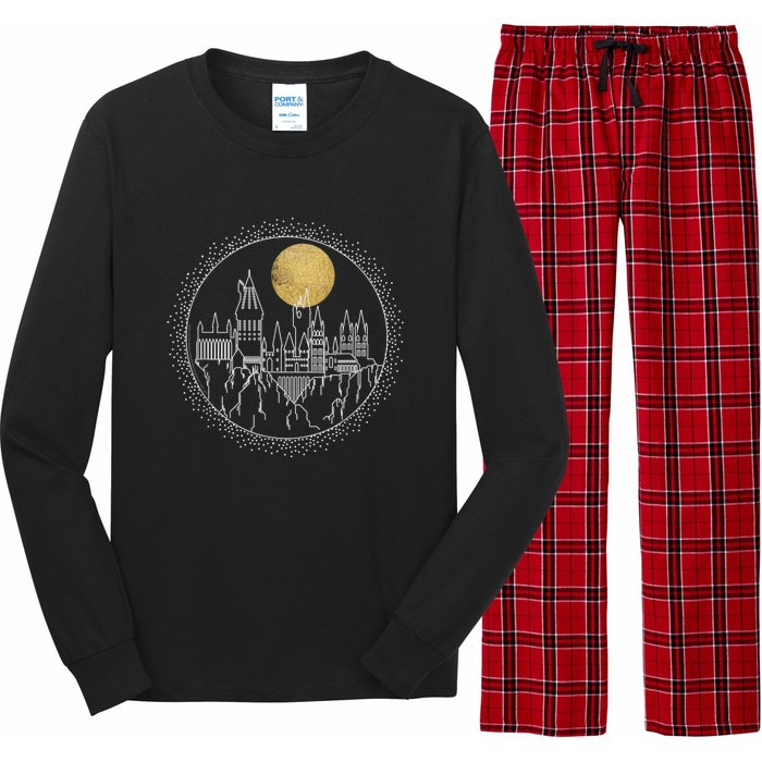 Hogwarts Full Moon Line Art Long Sleeve Pajama Set