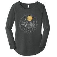 Hogwarts Full Moon Line Art Women's Perfect Tri Tunic Long Sleeve Shirt