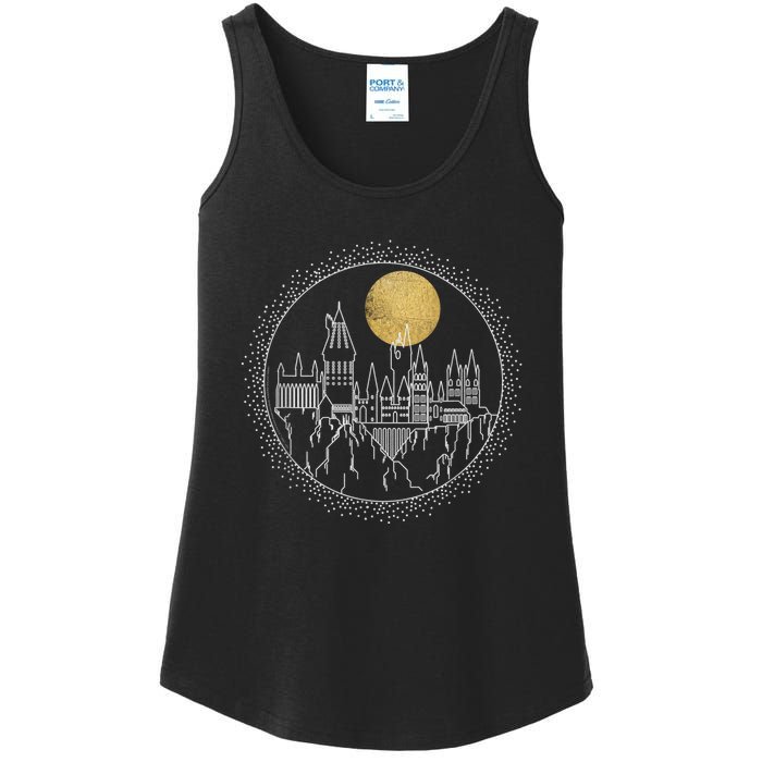 Hogwarts Full Moon Line Art Ladies Essential Tank