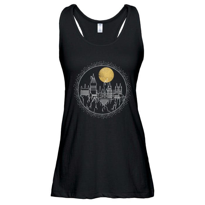 Hogwarts Full Moon Line Art Ladies Essential Flowy Tank