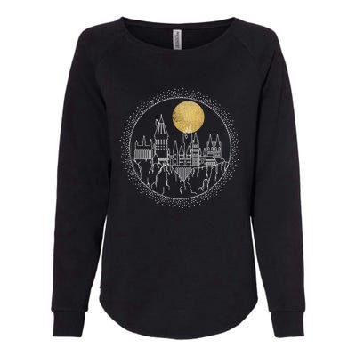 Hogwarts Full Moon Line Art Womens California Wash Sweatshirt