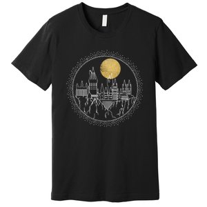 Hogwarts Full Moon Line Art Premium T-Shirt