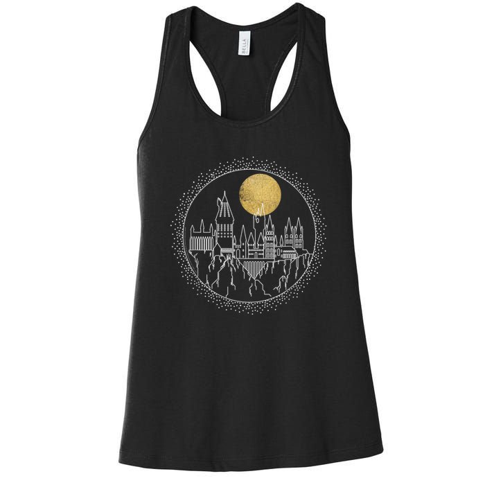 Hogwarts Full Moon Line Art Women's Racerback Tank