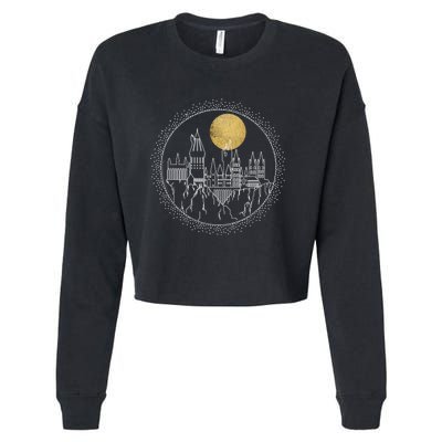 Hogwarts Full Moon Line Art Cropped Pullover Crew