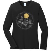 Hogwarts Full Moon Line Art Ladies Long Sleeve Shirt