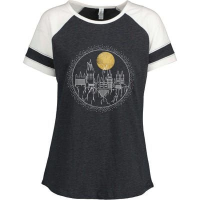 Hogwarts Full Moon Line Art Enza Ladies Jersey Colorblock Tee