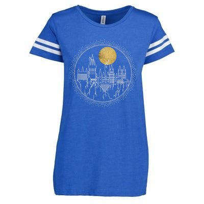 Hogwarts Full Moon Line Art Enza Ladies Jersey Football T-Shirt