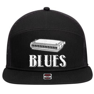 Harmonica For Music Lovers And Band Member 7 Panel Mesh Trucker Snapback Hat