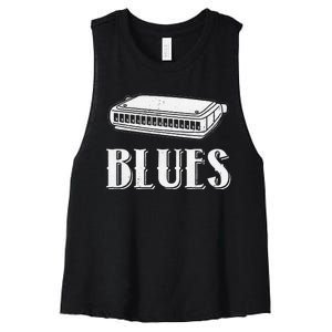 Harmonica For Music Lovers And Band Member Women's Racerback Cropped Tank