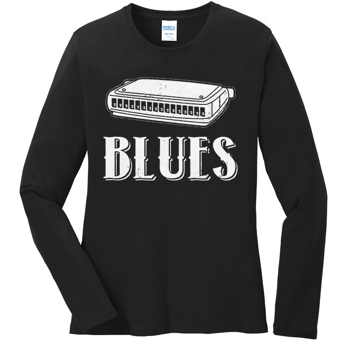 Harmonica For Music Lovers And Band Member Ladies Long Sleeve Shirt