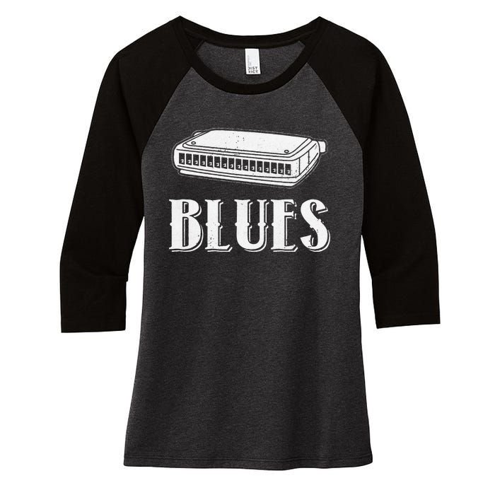 Harmonica For Music Lovers And Band Member Women's Tri-Blend 3/4-Sleeve Raglan Shirt