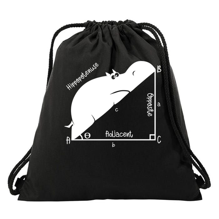 Hippopotenuse Funny Math and Geometry Pun Drawstring Bag