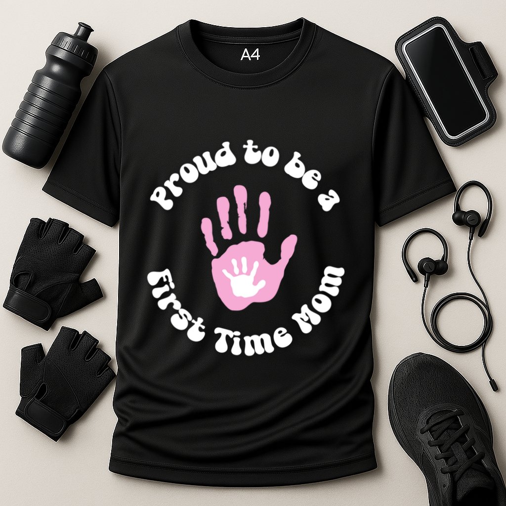 Happy First MotherS Day New Mom Mothertobe Firsttime Mom Gift Cooling Performance Crew T-Shirt