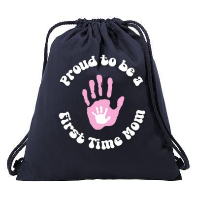 Happy First MotherS Day New Mom Mothertobe Firsttime Mom Gift Drawstring Bag