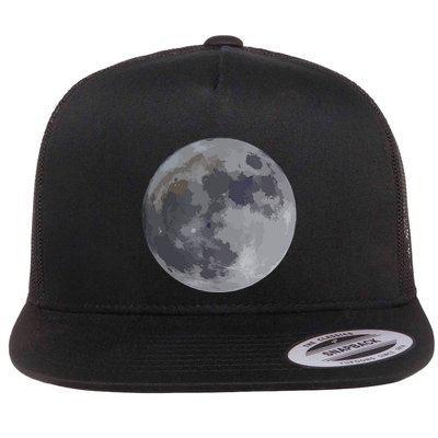 Halloween Full Moon From Satellite Outer Space Science Flat Bill Trucker Hat