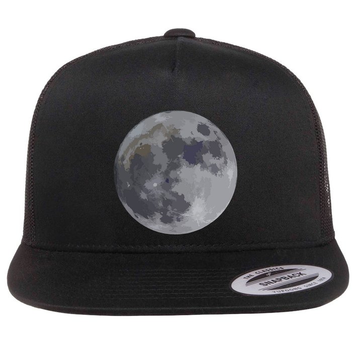 Halloween Full Moon From Satellite Outer Space Science Flat Bill Trucker Hat
