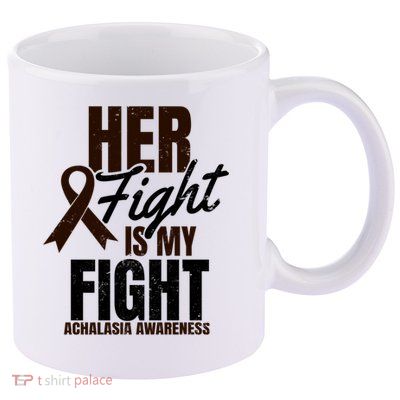 Her Fight My Design Achalasia Awareness Gift 11oz C Handle Ceramic Mug