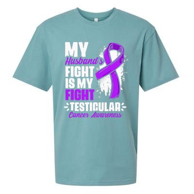 Husband Fight My Fight Testicle Testicular Cancer Awareness Sueded Cloud Jersey T-Shirt