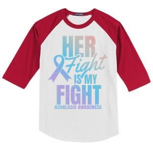 Her Fight My Design Achalasia Awareness Gift Kids Colorblock Raglan Jersey