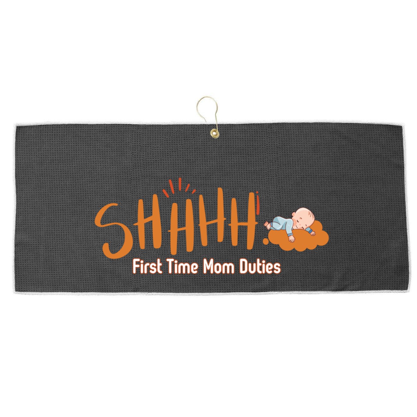 Happy First MotherS Day New Mom Shhhh Firsttime Mom Duties Cool Gift Large Microfiber Waffle Golf Towel