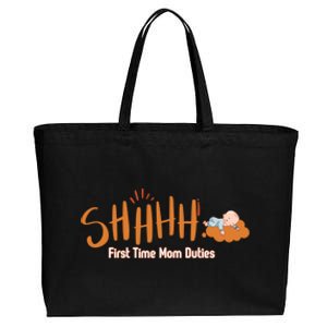 Happy First MotherS Day New Mom Shhhh Firsttime Mom Duties Cool Gift Cotton Canvas Jumbo Tote