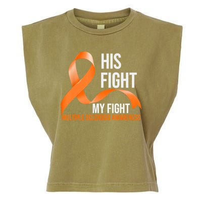 His Fight My Fight Multiple Sclerosis MS Warrior Garment-Dyed Women's Muscle Tee