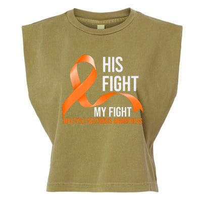 His Fight My Fight Multiple Sclerosis MS Warrior Garment-Dyed Women's Muscle Tee