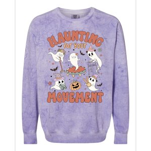 Haunting For Movement Halloween Physical Therapist Colorblast Crewneck Sweatshirt