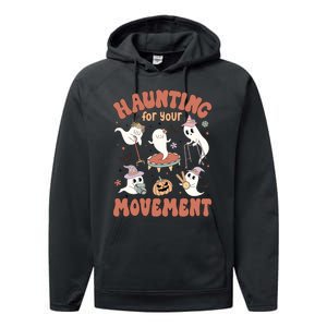 Haunting For Movement Halloween Physical Therapist Performance Fleece Hoodie