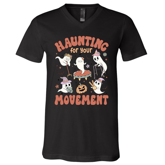 Haunting For Movement Halloween Physical Therapist V-Neck T-Shirt