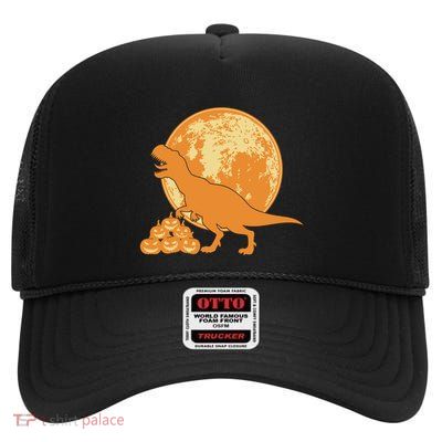 Halloween Full Moon Trex Pumpkins High Crown Mesh Back Trucker Hat
