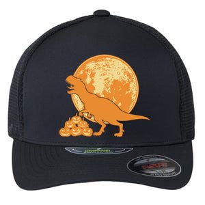 Halloween Full Moon Trex Pumpkins Flexfit Unipanel Trucker Cap