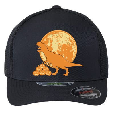 Halloween Full Moon Trex Pumpkins Flexfit Unipanel Trucker Cap