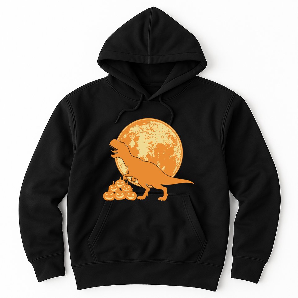 Halloween Full Moon Trex Pumpkins Hoodie