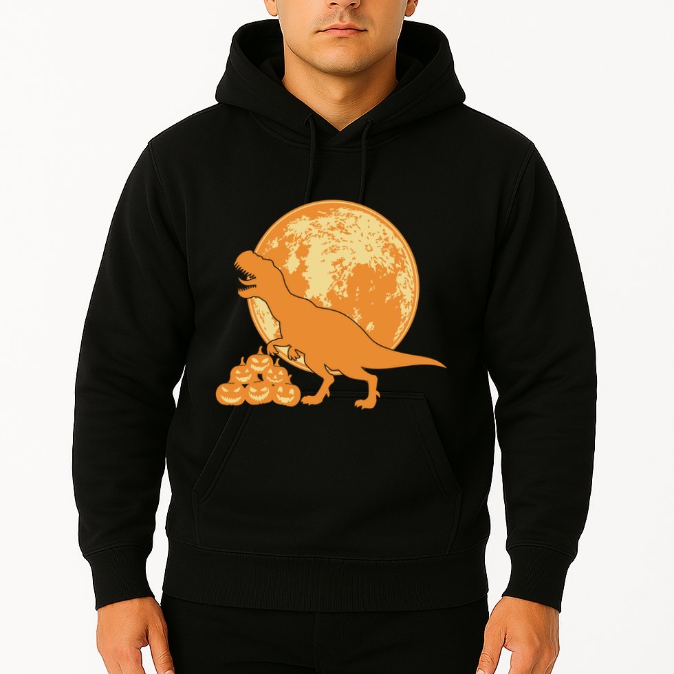 Halloween Full Moon Trex Pumpkins Hoodie