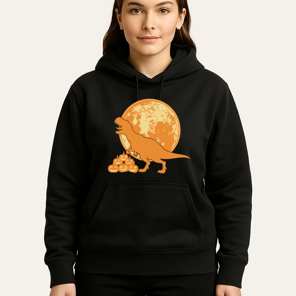 Halloween Full Moon Trex Pumpkins Hoodie