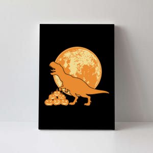 Halloween Full Moon Trex Pumpkins Canvas