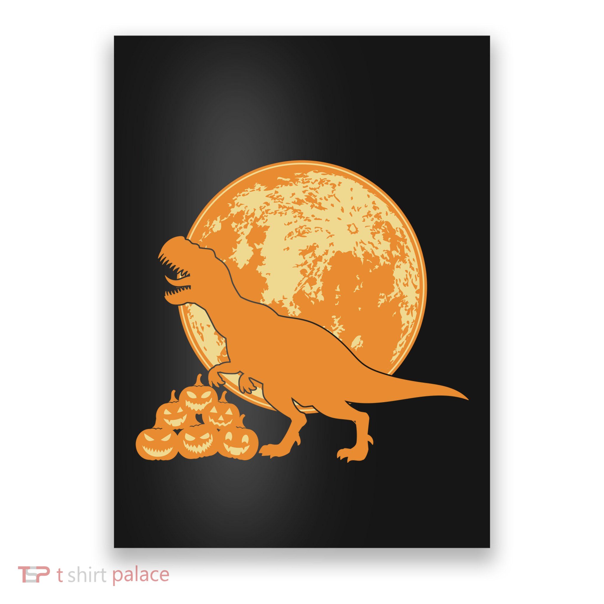 Halloween Full Moon Trex Pumpkins Poster