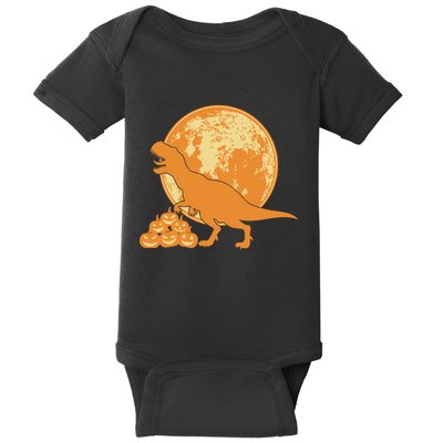 Halloween Full Moon Trex Pumpkins Baby Bodysuit