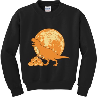 Halloween Full Moon Trex Pumpkins Kids Sweatshirt