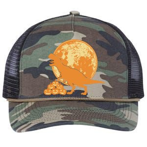 Halloween Full Moon Trex Pumpkins Retro Rope Trucker Hat Cap