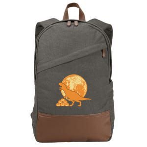 Halloween Full Moon Trex Pumpkins Cotton Canvas Backpack